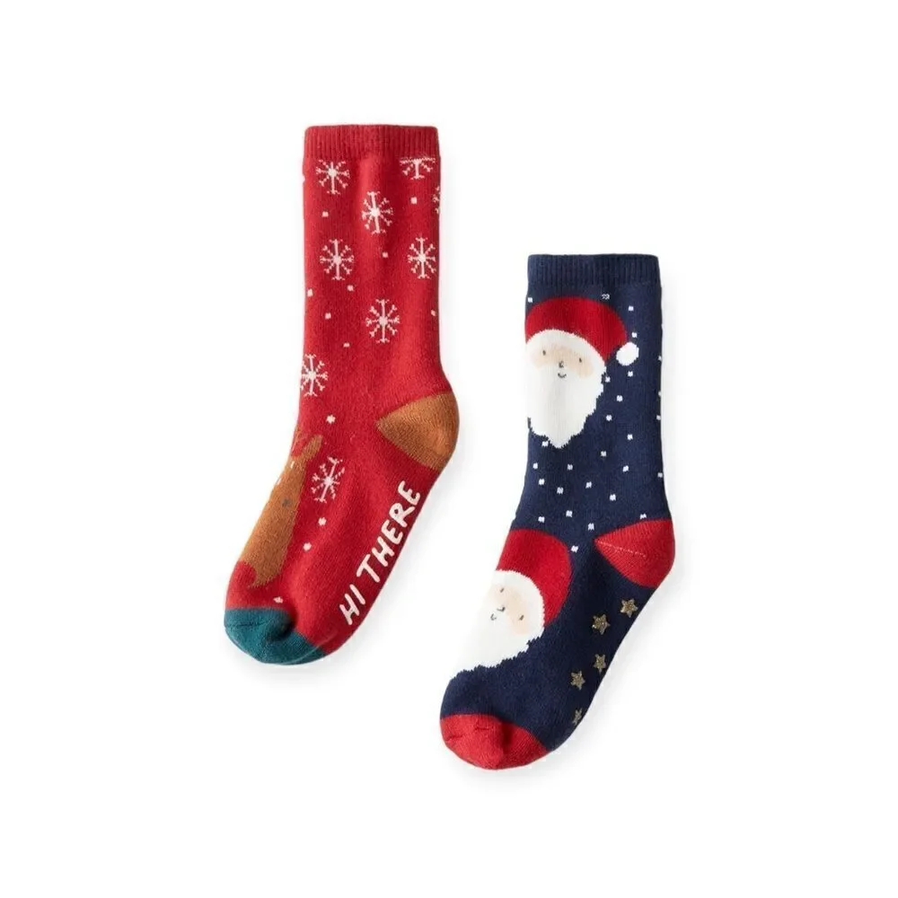 ZARA Kids | Red/Navy | TWO-PACK OF SANTA AND REINDEER SOCKS